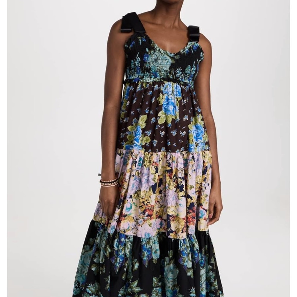 NWT Free People Cool Combo Sleeveless Cotton Bluebell Maxi Dress Size Large